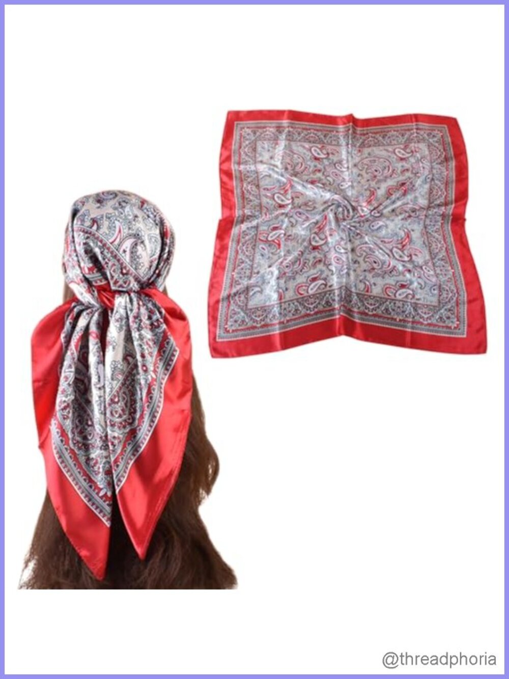35" Satin Silk Head Scarf Bandana Hair Wrap Multifunctional